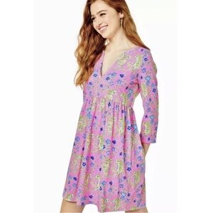 NWT Lilly pulitzer loren dress Prosecco pink tigress garden